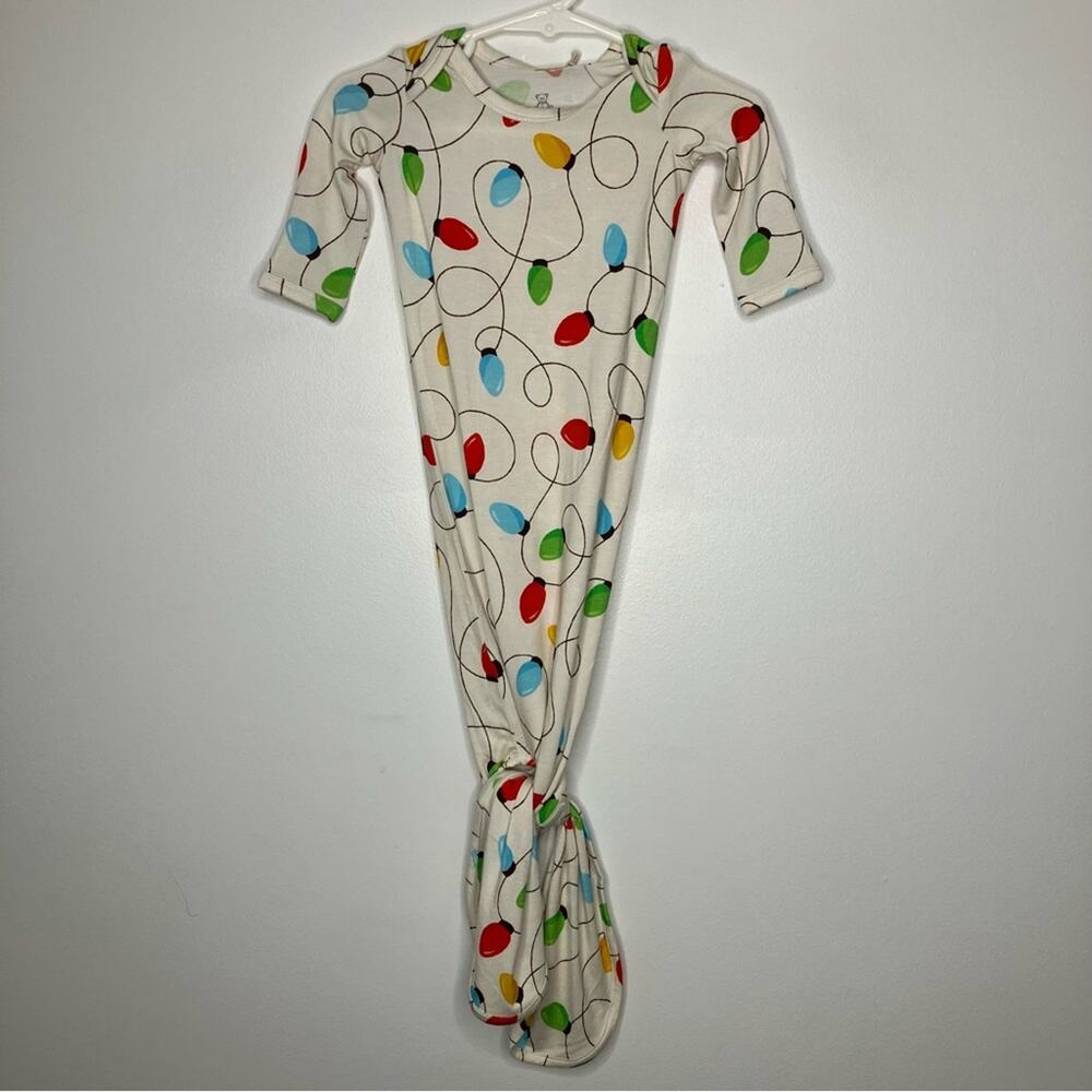 NWT LITTLE SNUGGLES CHARLIE'S PROJECT Christmas Lights Knotted Gown Newborn